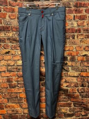 Kiton 5 pocket pants in blue super 130s wool